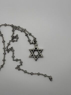 Chrome Hearts Silver Star of David Floral Chain Necklace